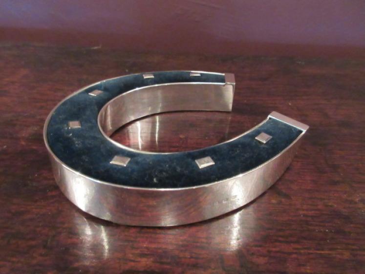 19th Century Silver Novelty Horseshoe Pin Cushion - Image 1