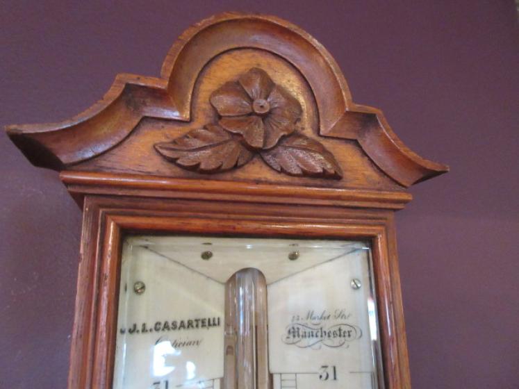 Top Quality Victorian Oak Manchester Stick Barometer - Image 2