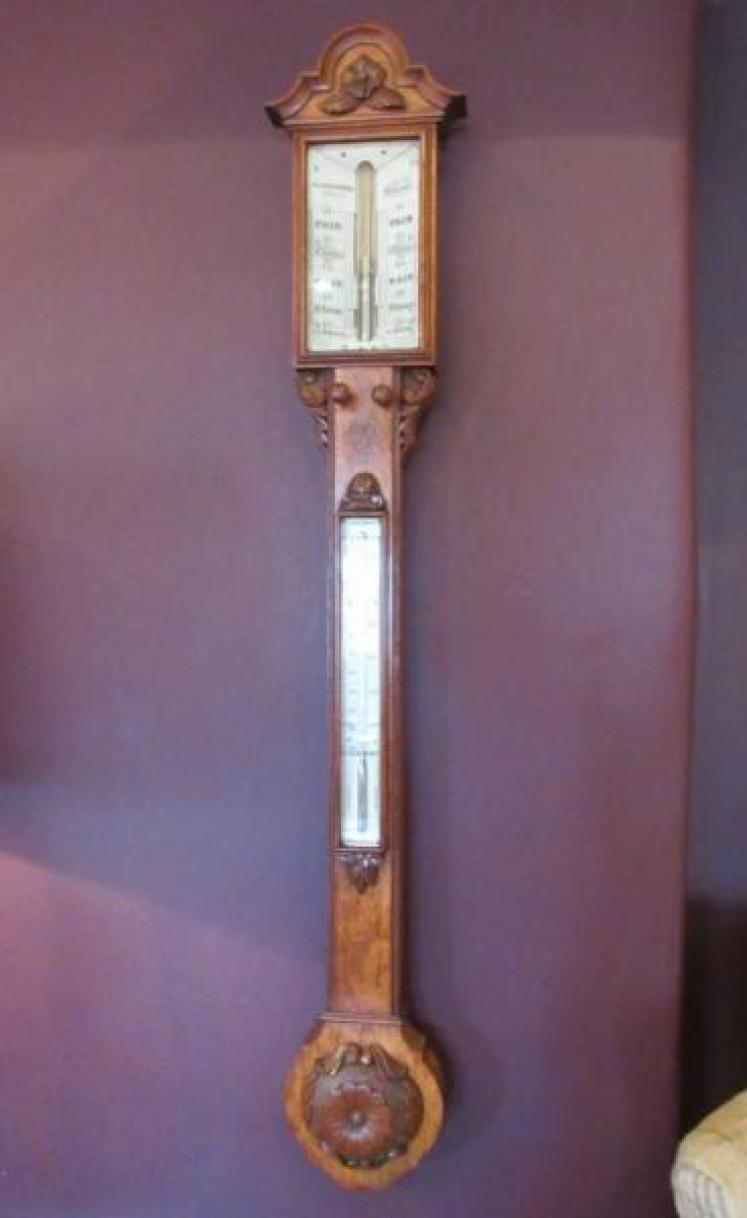 Top Quality Victorian Oak Manchester Stick Barometer - Image 4