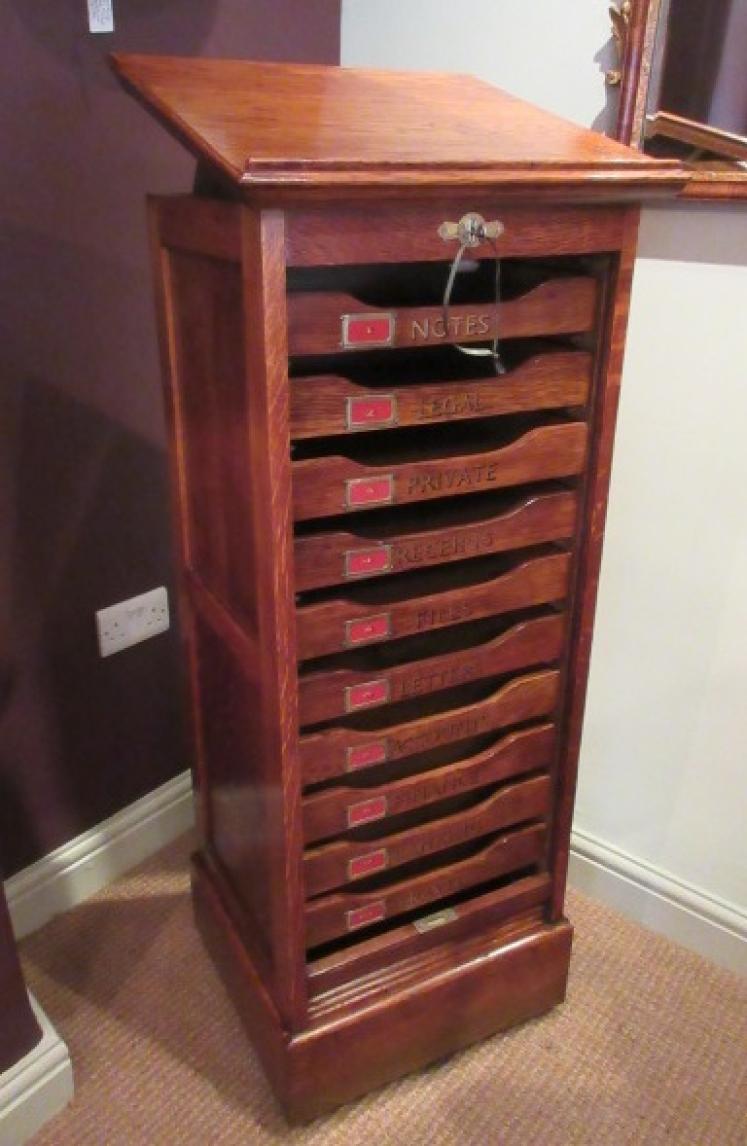 Superb Edwardian Period Polished Oak Filing Cabinet - Image 1