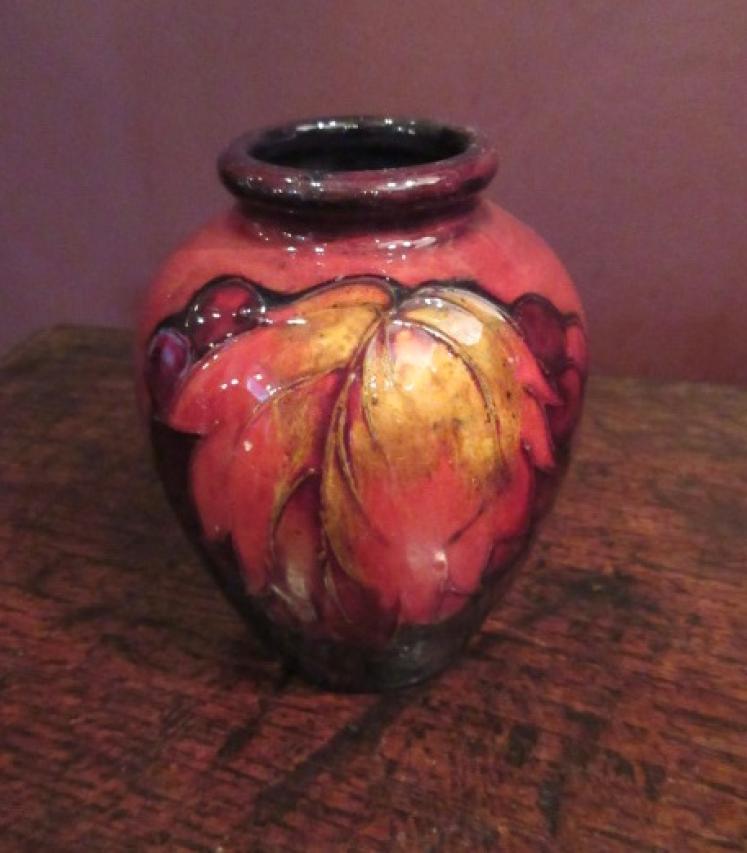Moorcroft Flambe Glazed Leaf & Berries Vase - Image 1