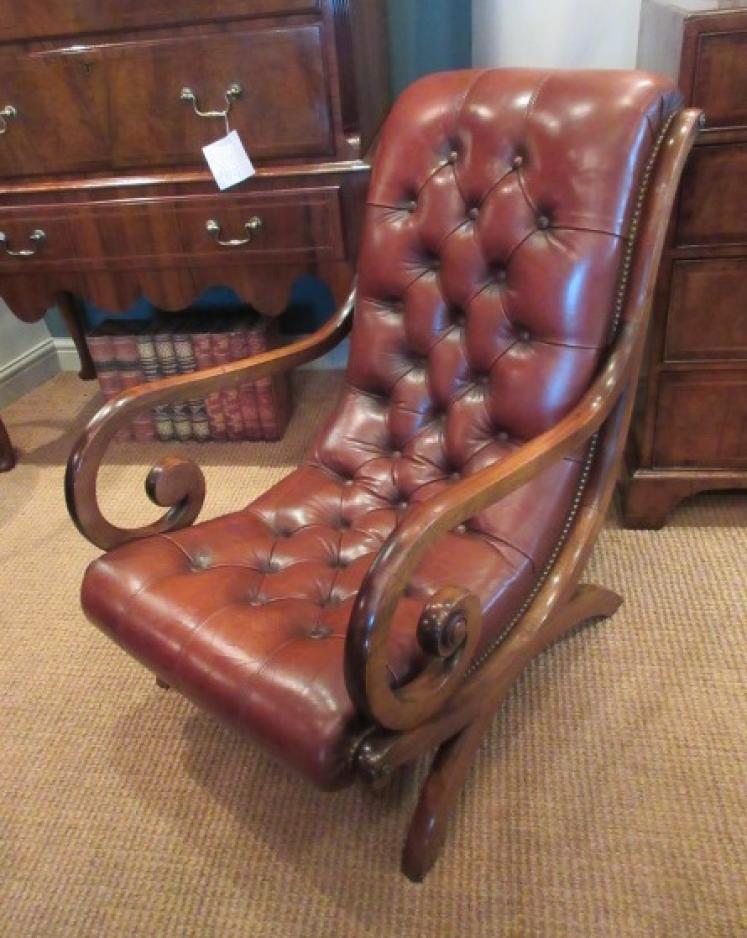 1920's Leather Buttoned 'Slipper' Armchair - Image 1