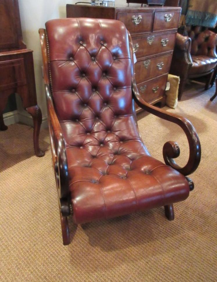 1920's Leather Buttoned 'Slipper' Armchair - Image 4