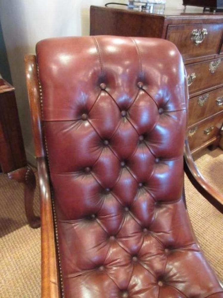 1920's Leather Buttoned 'Slipper' Armchair - Image 5