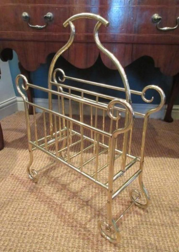 Art Nouveau Brass Framed Magazine Stand - Image 1