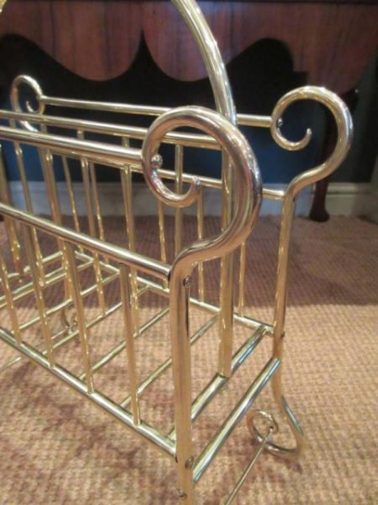 Art Nouveau Brass Framed Magazine Stand - Image 2