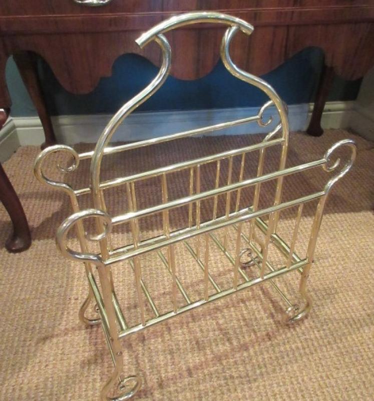 Art Nouveau Brass Framed Magazine Stand - Image 5