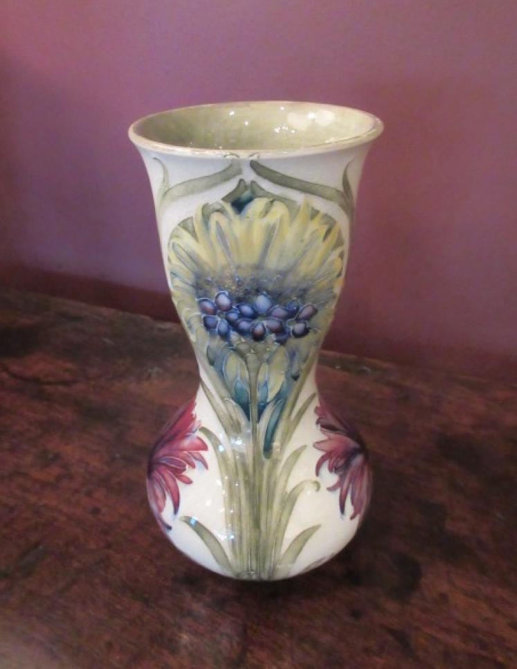 Rare Moorcroft Cornflower on Cream Ground Vase - Image 1
