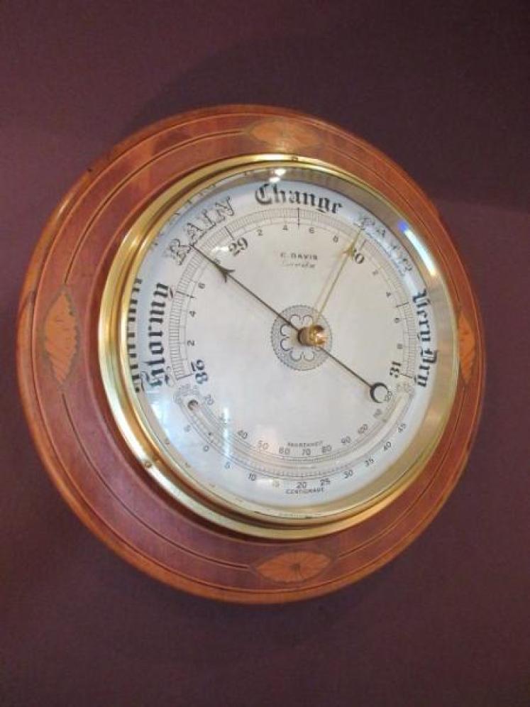 Large Victorian Sheraton Inlaid Leeds Barometer - Image 1