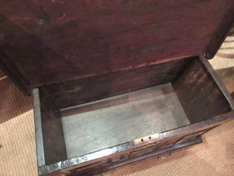 George II Period Oak Two Panel Coffer Bach - Image 4