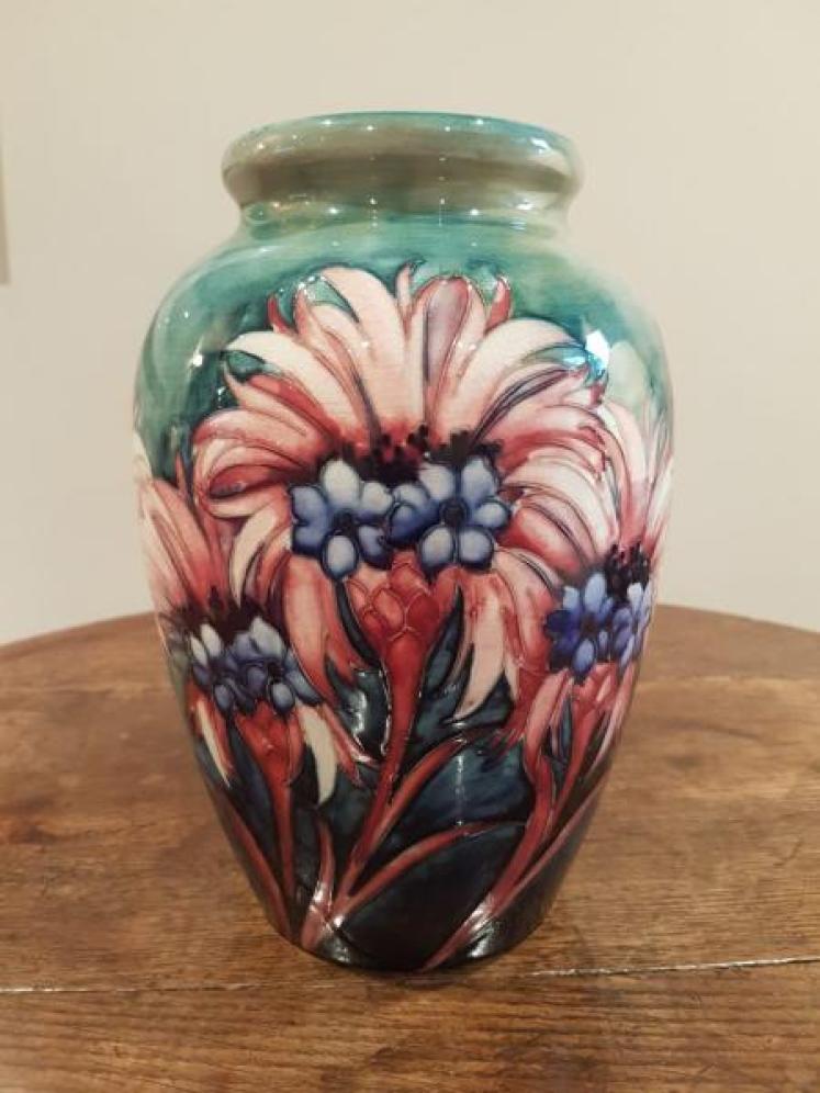 Moorcroft Cornflower Vase On Rare Blue-Green Ground - Image 1