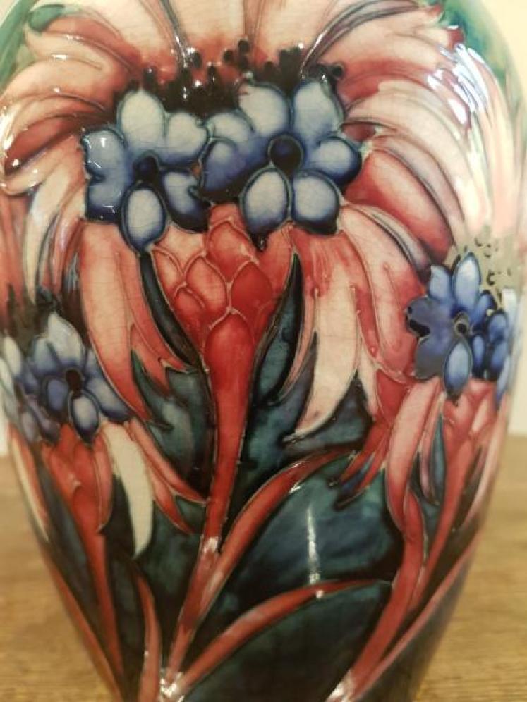 Moorcroft Cornflower Vase On Rare Blue-Green Ground - Image 2