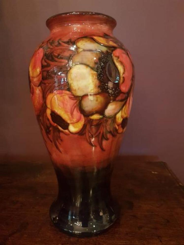Early Moorcroft Anemone Flambe vase C. 1930 - Image 4