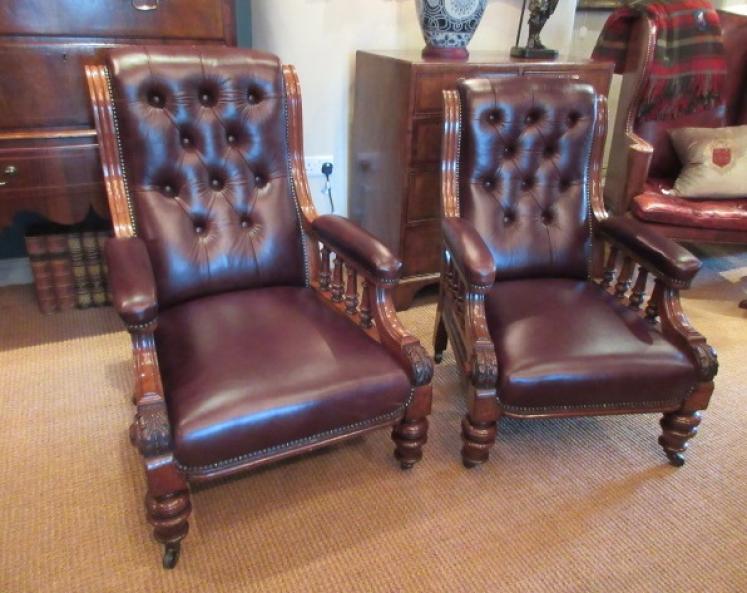 Stunning Pair of Mid Victorian Ladies & Gents Armchairs - Image 1