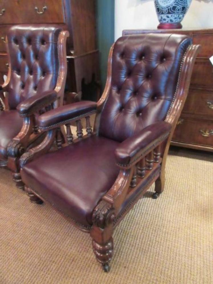 Stunning Pair of Mid Victorian Ladies & Gents Armchairs - Image 3