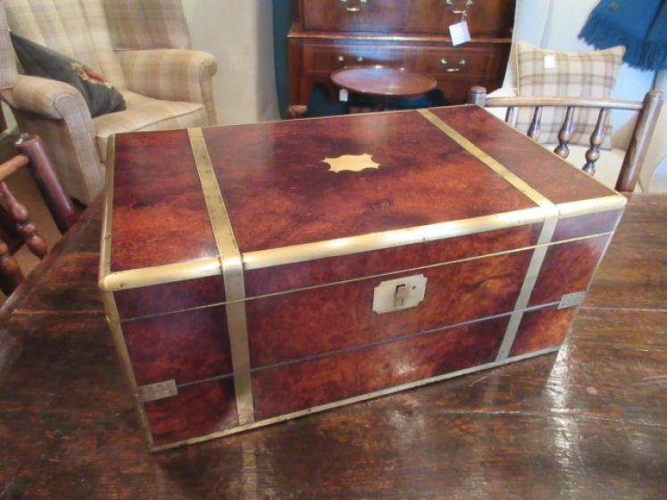 Superb Early Victorian Burr Walnut Folding Writing Box - Image 1
