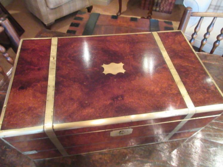 Superb Early Victorian Burr Walnut Folding Writing Box - Image 2