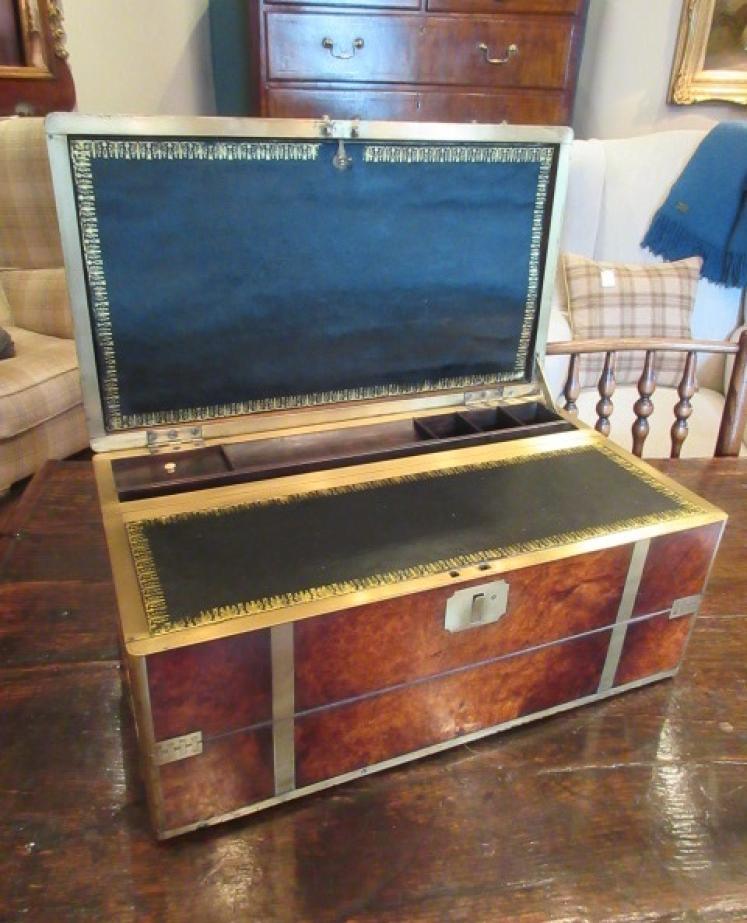 Superb Early Victorian Burr Walnut Folding Writing Box - Image 4