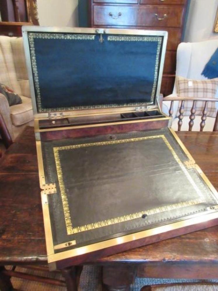 Superb Early Victorian Burr Walnut Folding Writing Box - Image 5