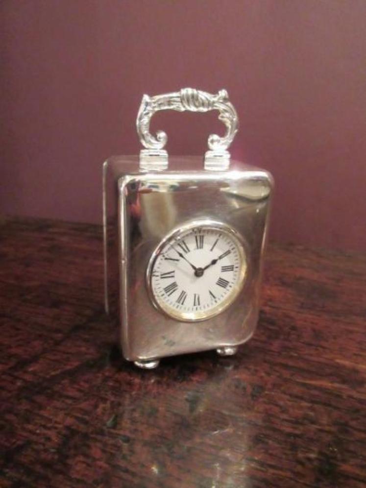 Miniature Edwardian Period Solid Silver Carriage Clock - Image 1