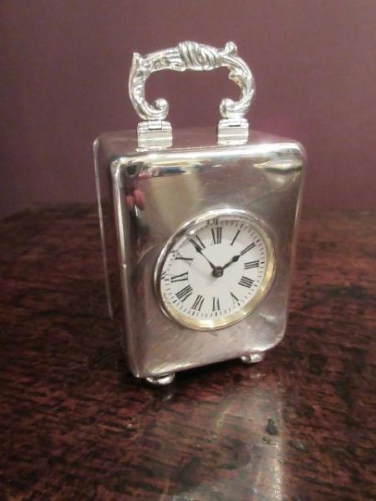 Miniature Edwardian Period Solid Silver Carriage Clock - Image 4