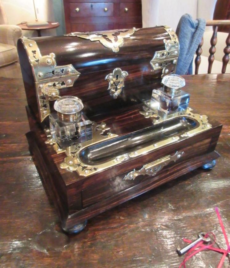 Superb Early Victorian Coromandel Pen & Inkstand - Image 5