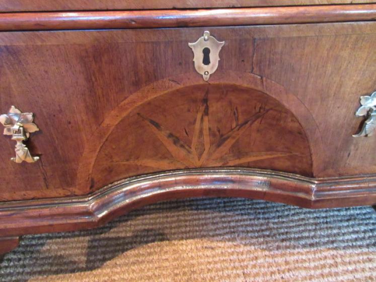 Small George I Period Walnut Inlaid Sunburst Chest - Image 3