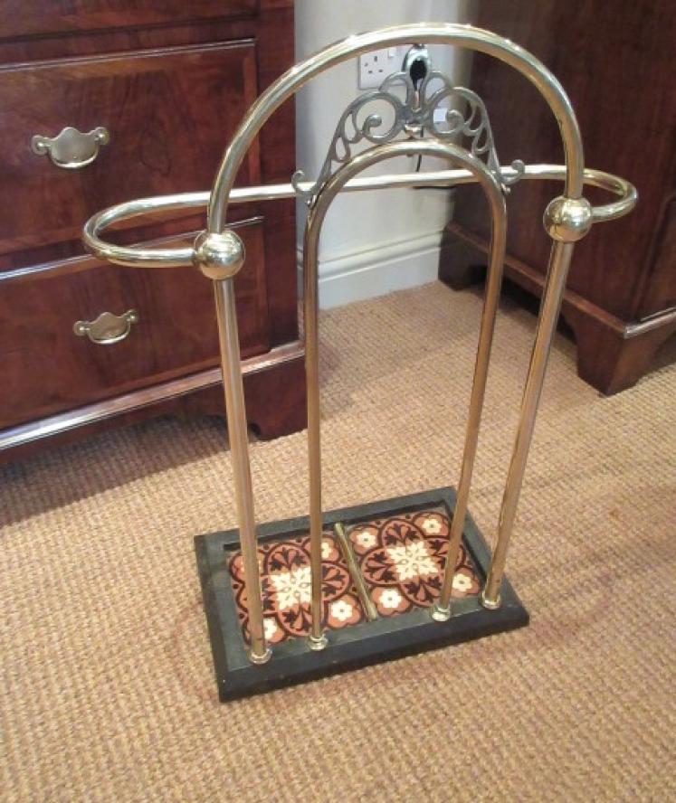 Art Nouveau Brass & Cast Iron Stick Stand - Image 4