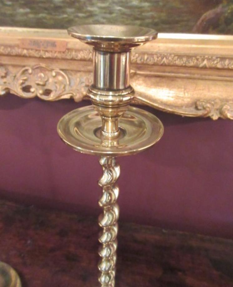 Tall Pair of Mid Victorian Brass Church Candlesticks - Image 2