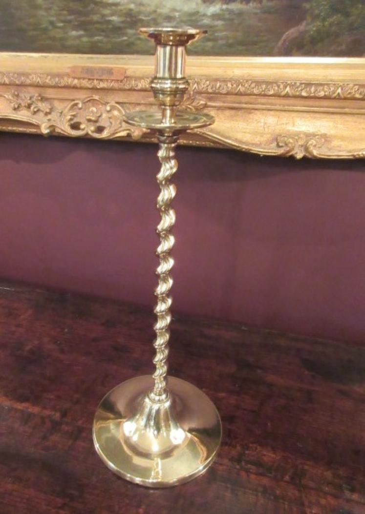 Tall Pair of Mid Victorian Brass Church Candlesticks - Image 4