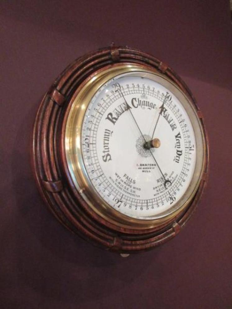 Mid Victorian Polished Oak Hull Ship's Barometer - Image 1
