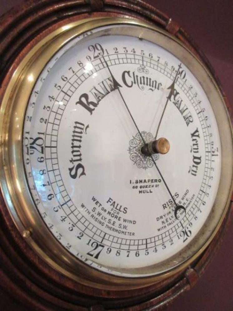 Mid Victorian Polished Oak Hull Ship's Barometer - Image 2