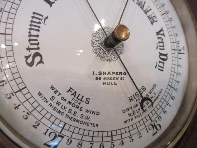 Mid Victorian Polished Oak Hull Ship's Barometer - Image 4