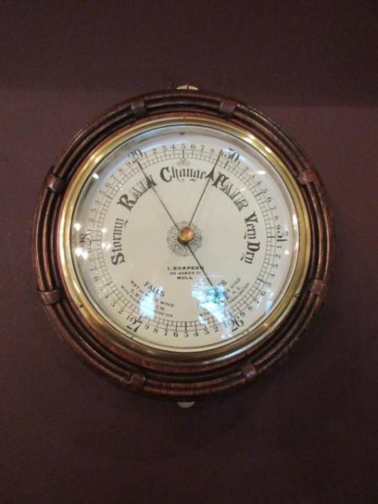 Mid Victorian Polished Oak Hull Ship's Barometer - Image 5