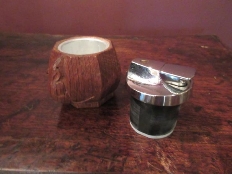 Rare Mouseman Adzed Oak Table Lighter - Image 4