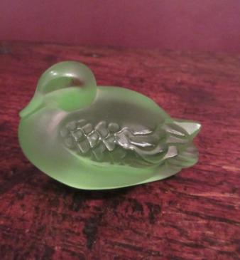 Lalique Green Opalescent Duck
