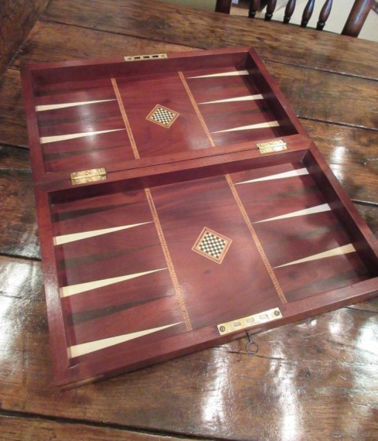 Early Victorian Flame Mahogany Backgammon Games Box - Image 2