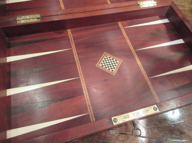 Early Victorian Flame Mahogany Backgammon Games Box - Image 3