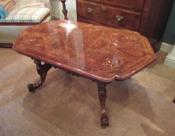 Superb Mid Victorian Burr Walnut Coffee Table - Image 1