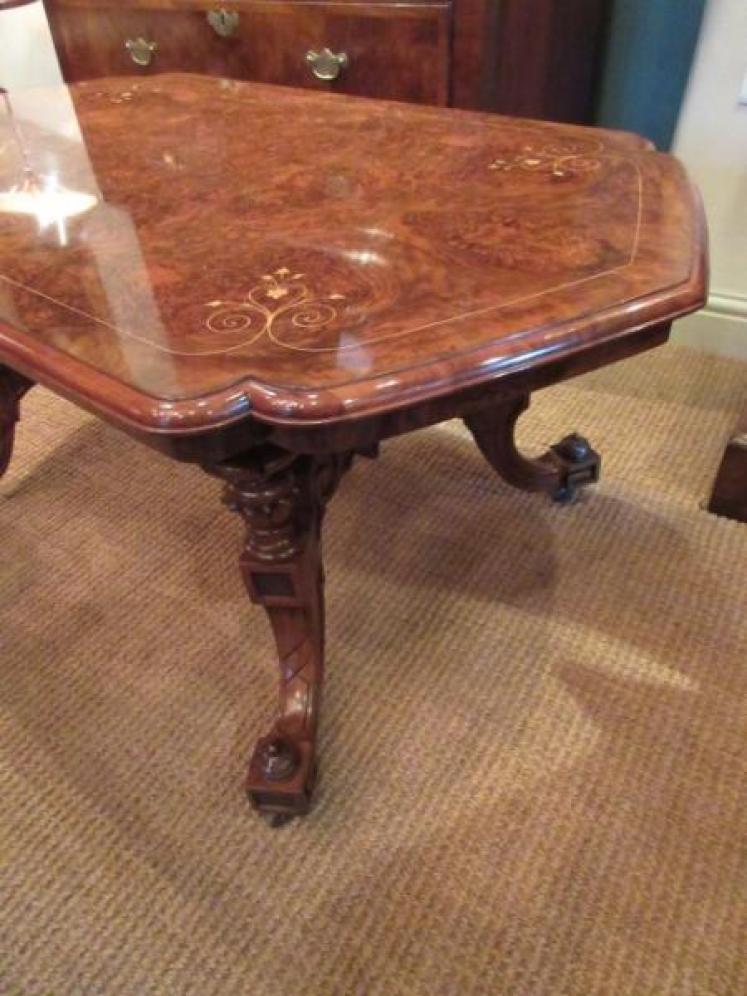 Superb Mid Victorian Burr Walnut Coffee Table - Image 3