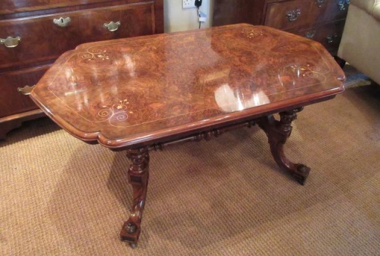 Superb Mid Victorian Burr Walnut Coffee Table - Image 5