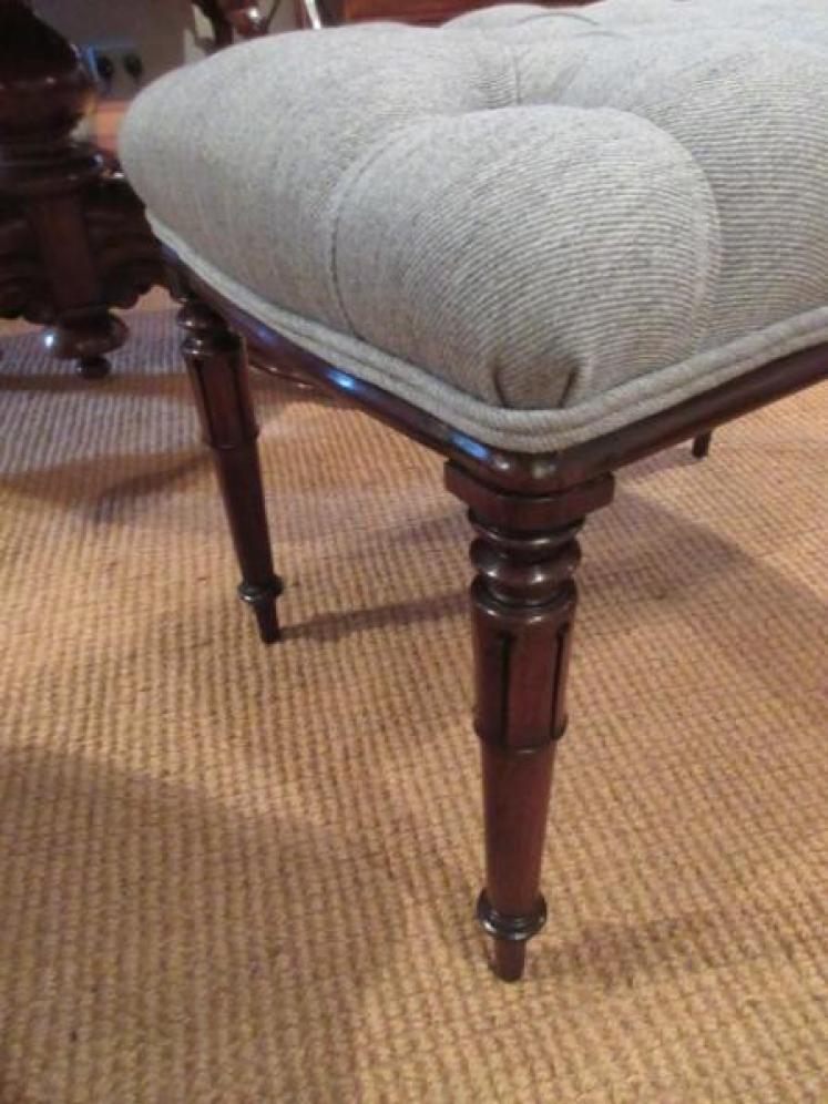 Pair of William IV Period Mahogany Buttoned Stools - Image 3