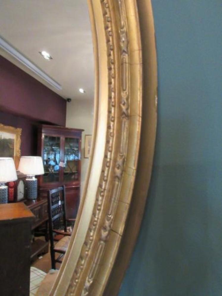 Large 19th Century Oval Plaster Gilt Wall Mirror - Image 4