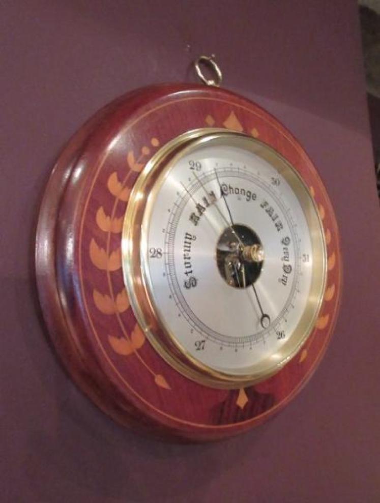 Arts & Crafts Period Fruitwood Inlaid Barometer - Image 1