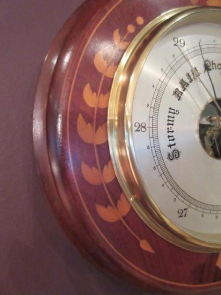 Arts & Crafts Period Fruitwood Inlaid Barometer - Image 2