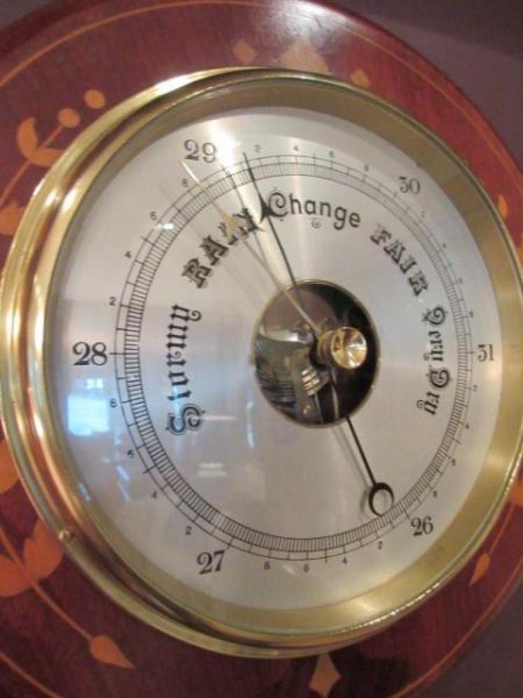 Arts & Crafts Period Fruitwood Inlaid Barometer - Image 3