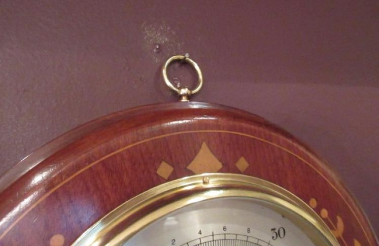Arts & Crafts Period Fruitwood Inlaid Barometer - Image 4