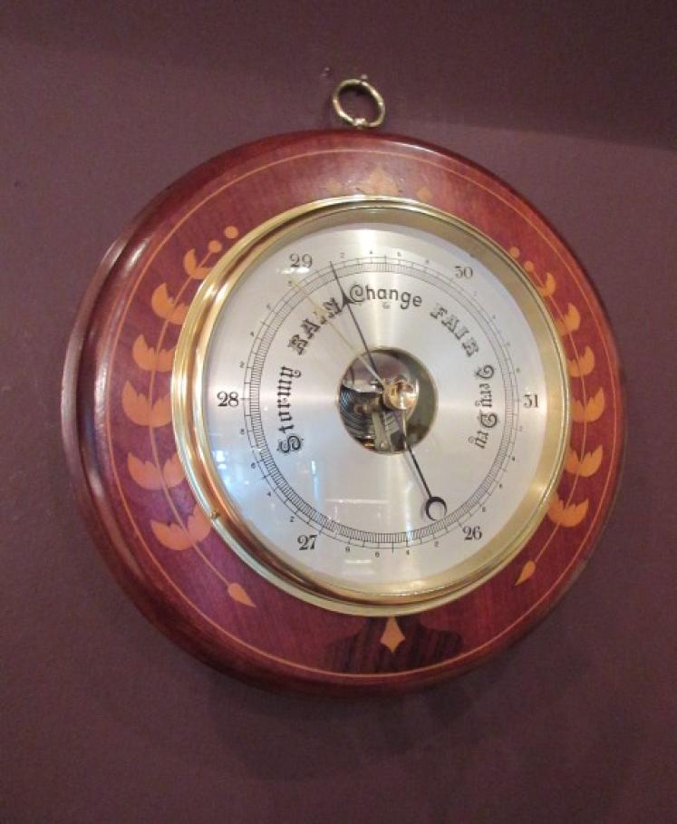 Arts & Crafts Period Fruitwood Inlaid Barometer - Image 5