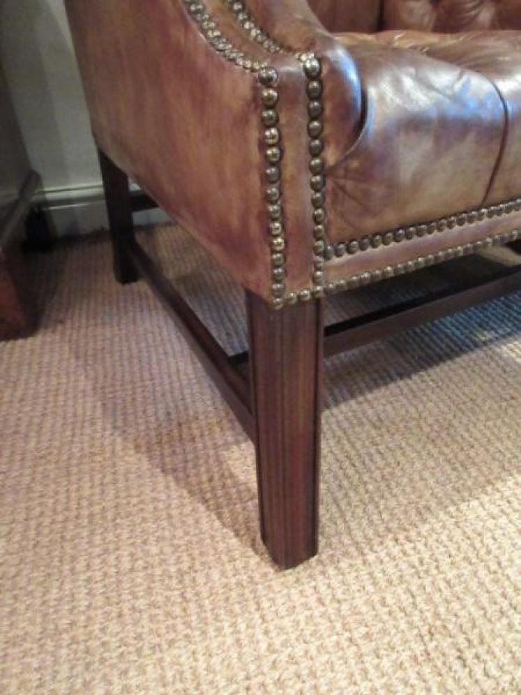 Victorian Leather Buttoned Wing Back Armchair - Image 3