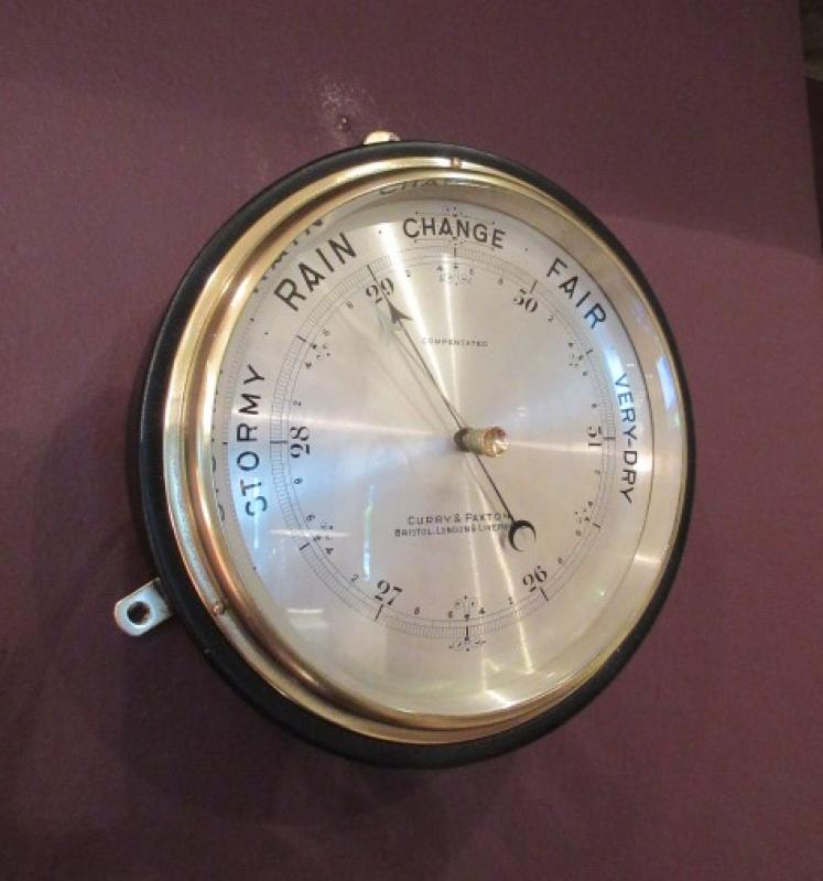 Victorian Steel & Brass  Bulkhead Marine Barometer - Image 1